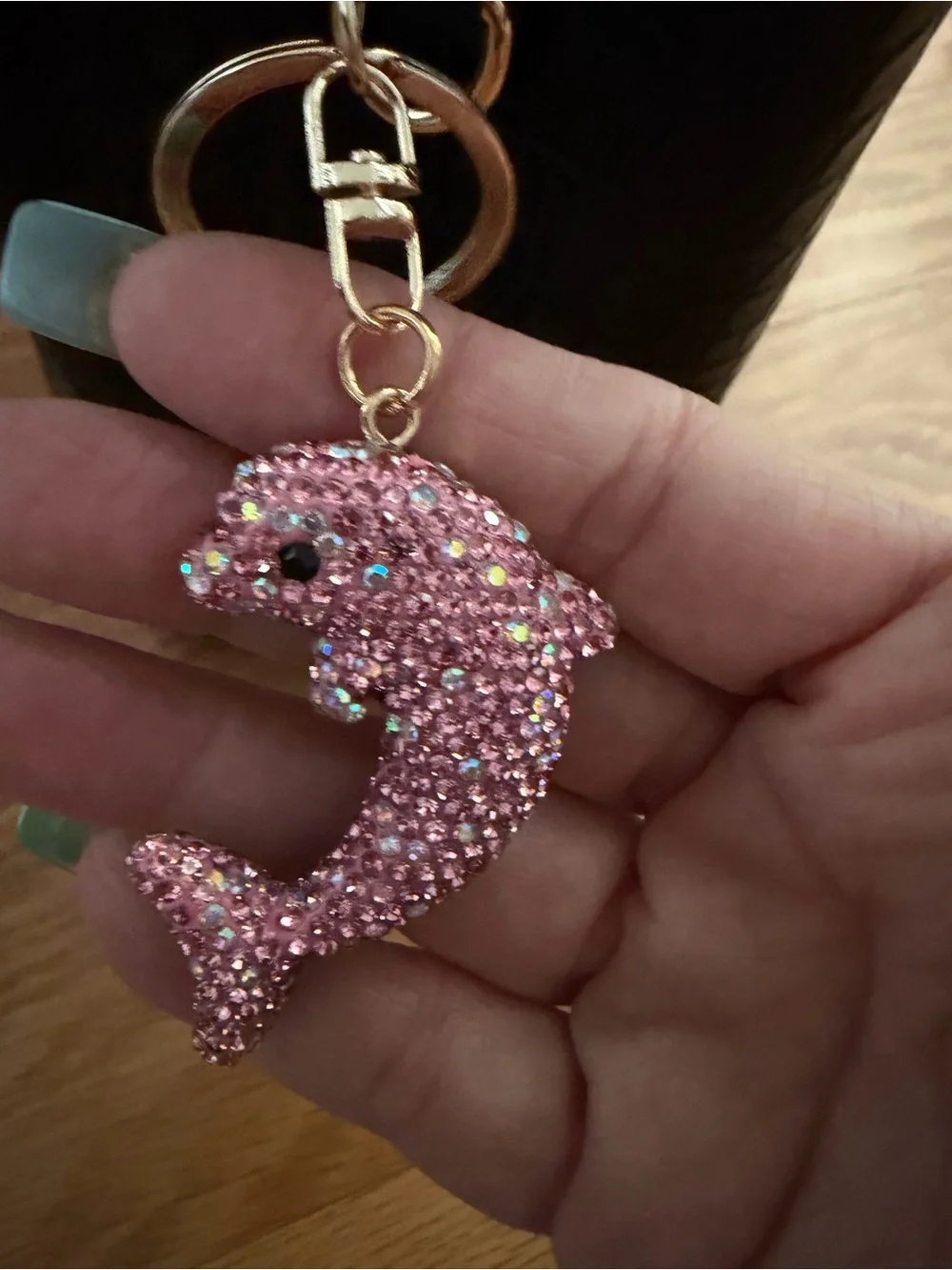 Pink Dolphin Keychain Charm - Sparkling  bag charm